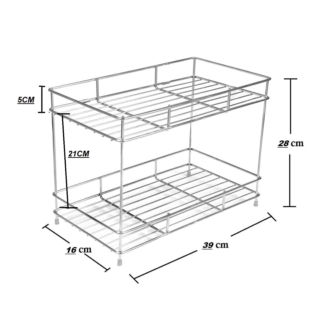 12FOR COLLECTION Stainless Steel 2 Tier Countertop Kitchen Rack|Pantry Storage Organizer | Multipurpose Storage Organizer | Kitchen Racks | Kitchen Organizer | Kitchen Accessories Rack, Tiered Shelf