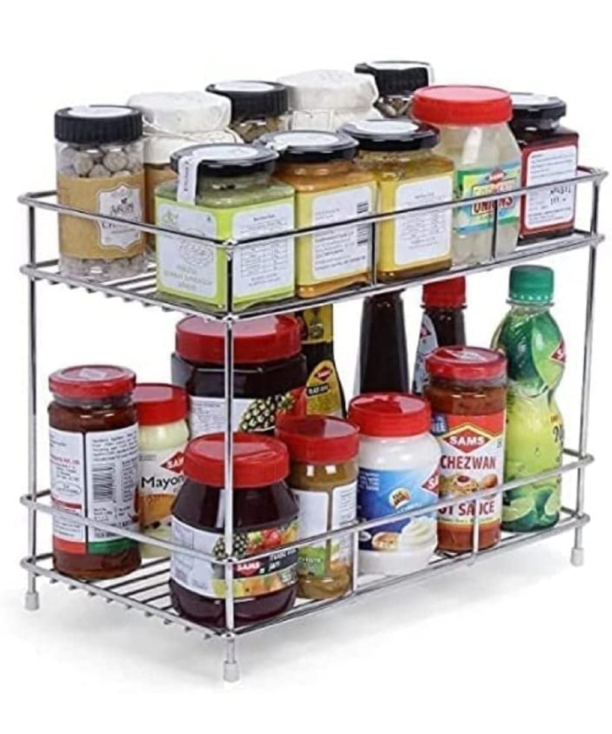 12FOR COLLECTION Stainless Steel 2 Tier Countertop Kitchen Rack|Pantry Storage Organizer | Multipurpose Storage Organizer | Kitchen Racks | Kitchen Organizer | Kitchen Accessories Rack, Tiered Shelf