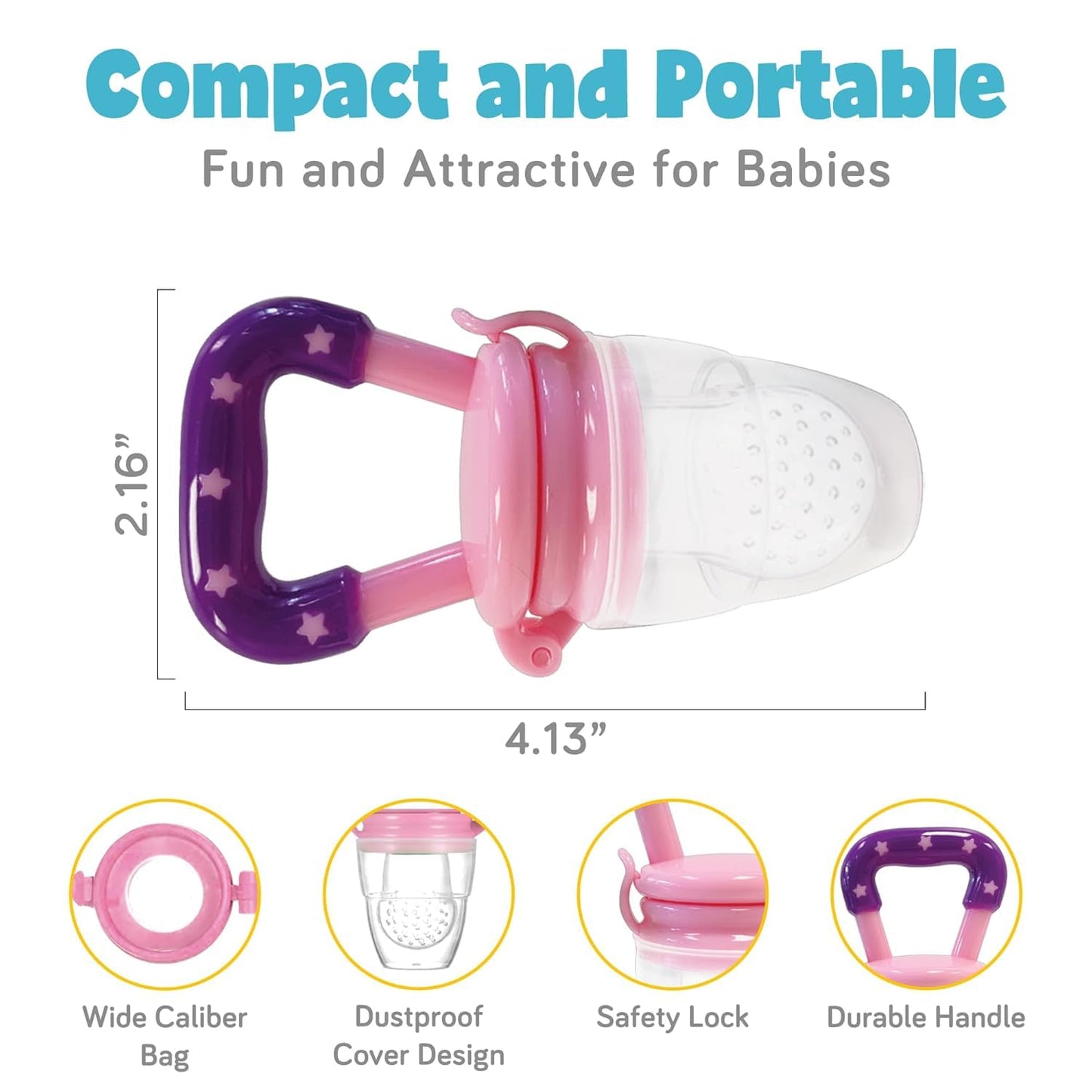 Mothercare Baby Food Feeder/Fruit Feeder Pacifier Nibbler (2 Pack) - Infant Teething Toy Teether Weaning in Appetizing Colors | + Additional Silicone Sacs