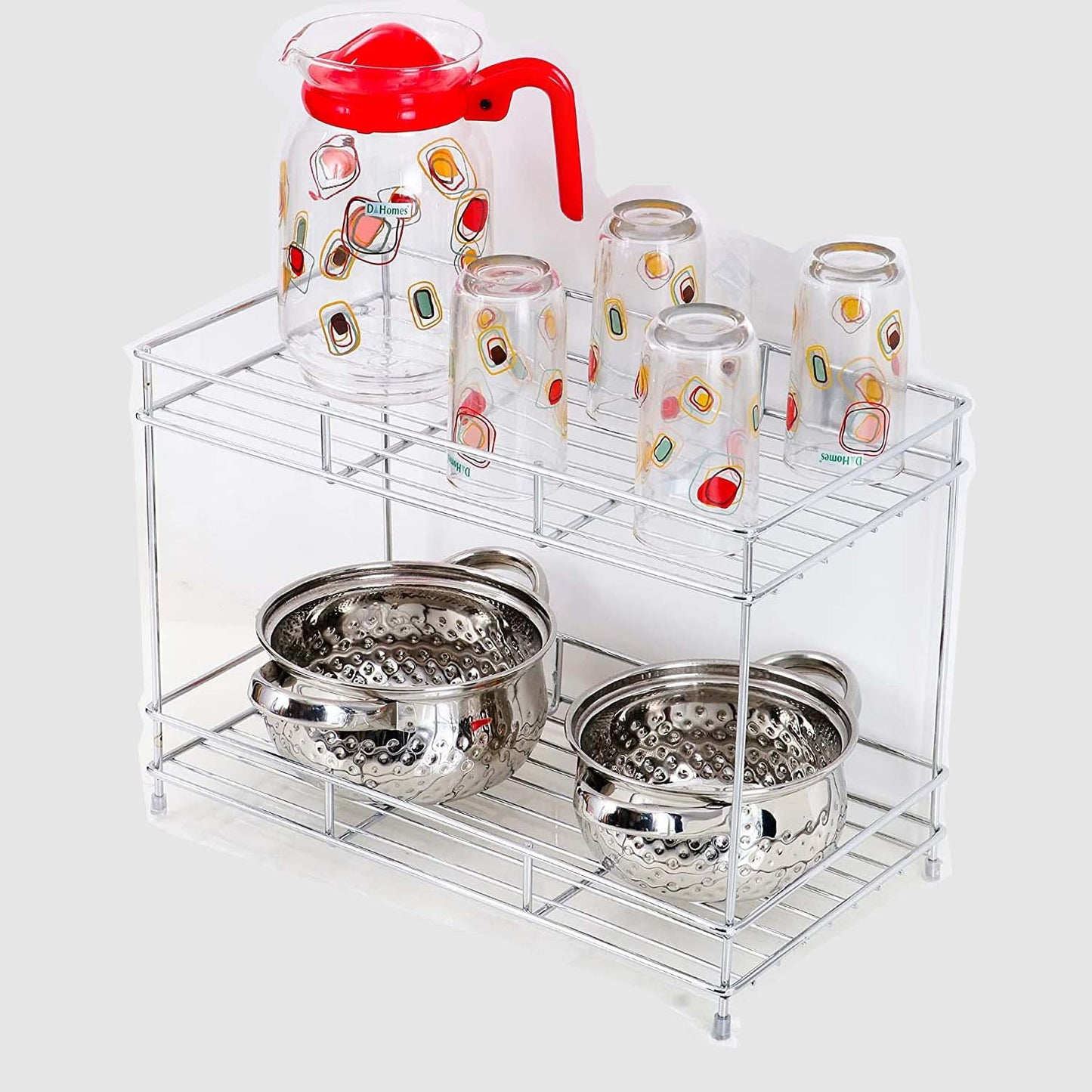 12FOR COLLECTION Stainless Steel 2 Tier Countertop Kitchen Rack|Pantry Storage Organizer | Multipurpose Storage Organizer | Kitchen Racks | Kitchen Organizer | Kitchen Accessories Rack, Tiered Shelf
