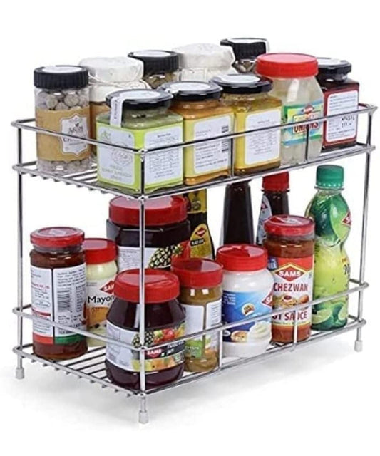 12FOR COLLECTION Stainless Steel 2 Tier Countertop Kitchen Rack|Pantry Storage Organizer | Multipurpose Storage Organizer | Kitchen Racks | Kitchen Organizer | Kitchen Accessories Rack, Tiered Shelf